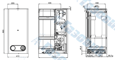 Размеры для подключения котла 12-24KTZ (KOZ)